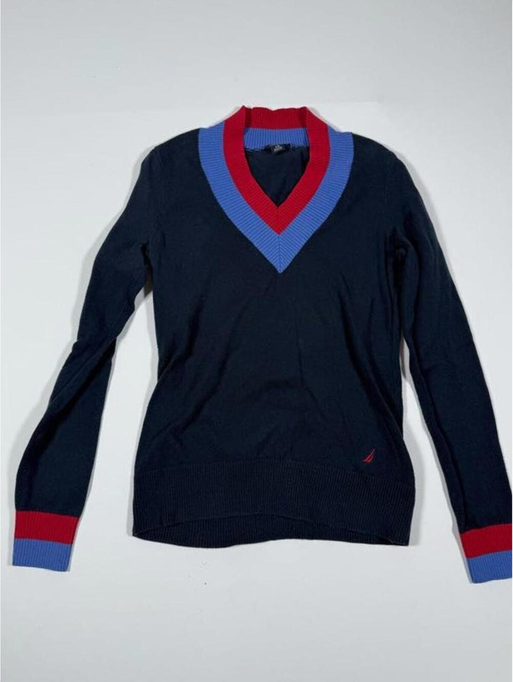 Nautica Women's XS Navy Blue V-Neck Sweater